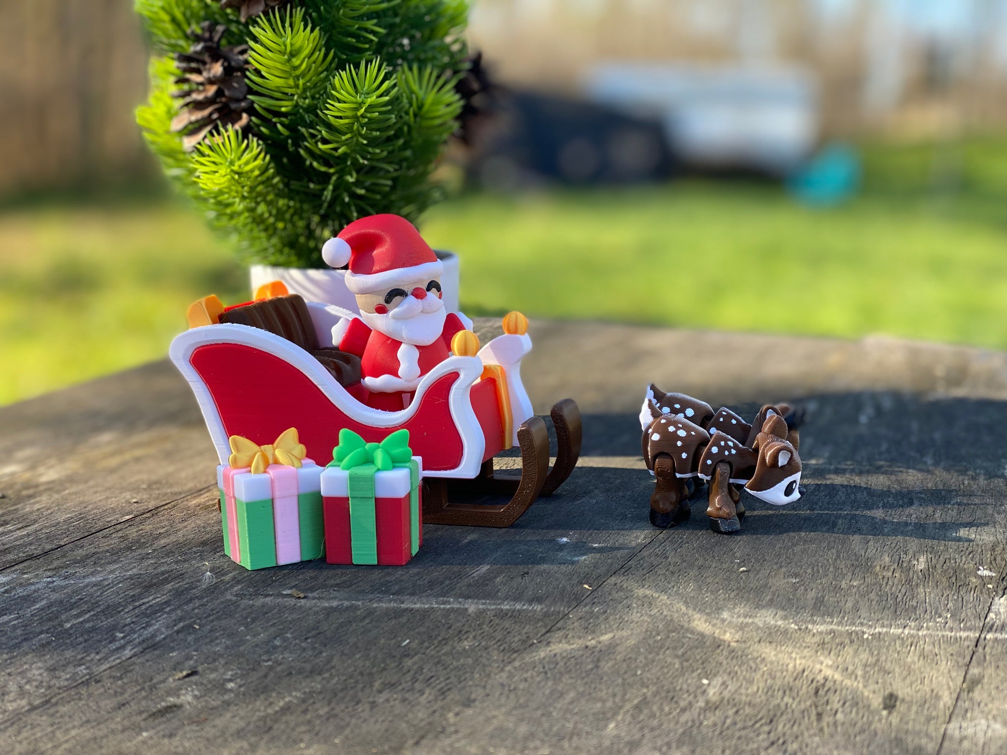 Santa’s Sleigh With Reindeer and Gifts