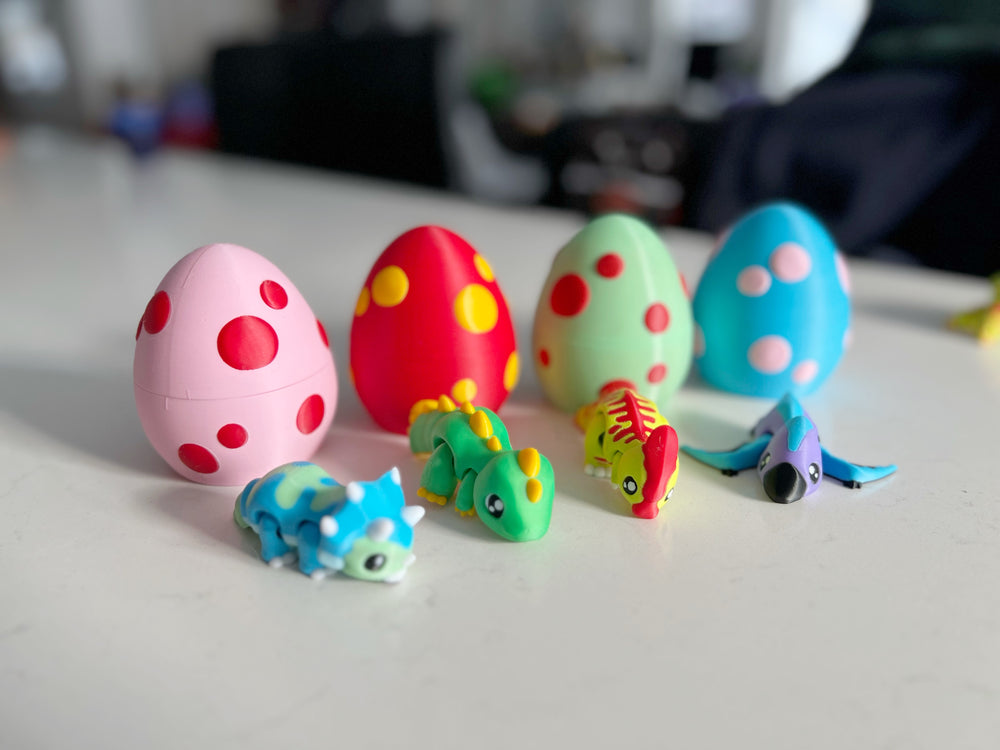 Adorable Dinosaurs in Eggs 3D Printed Toys