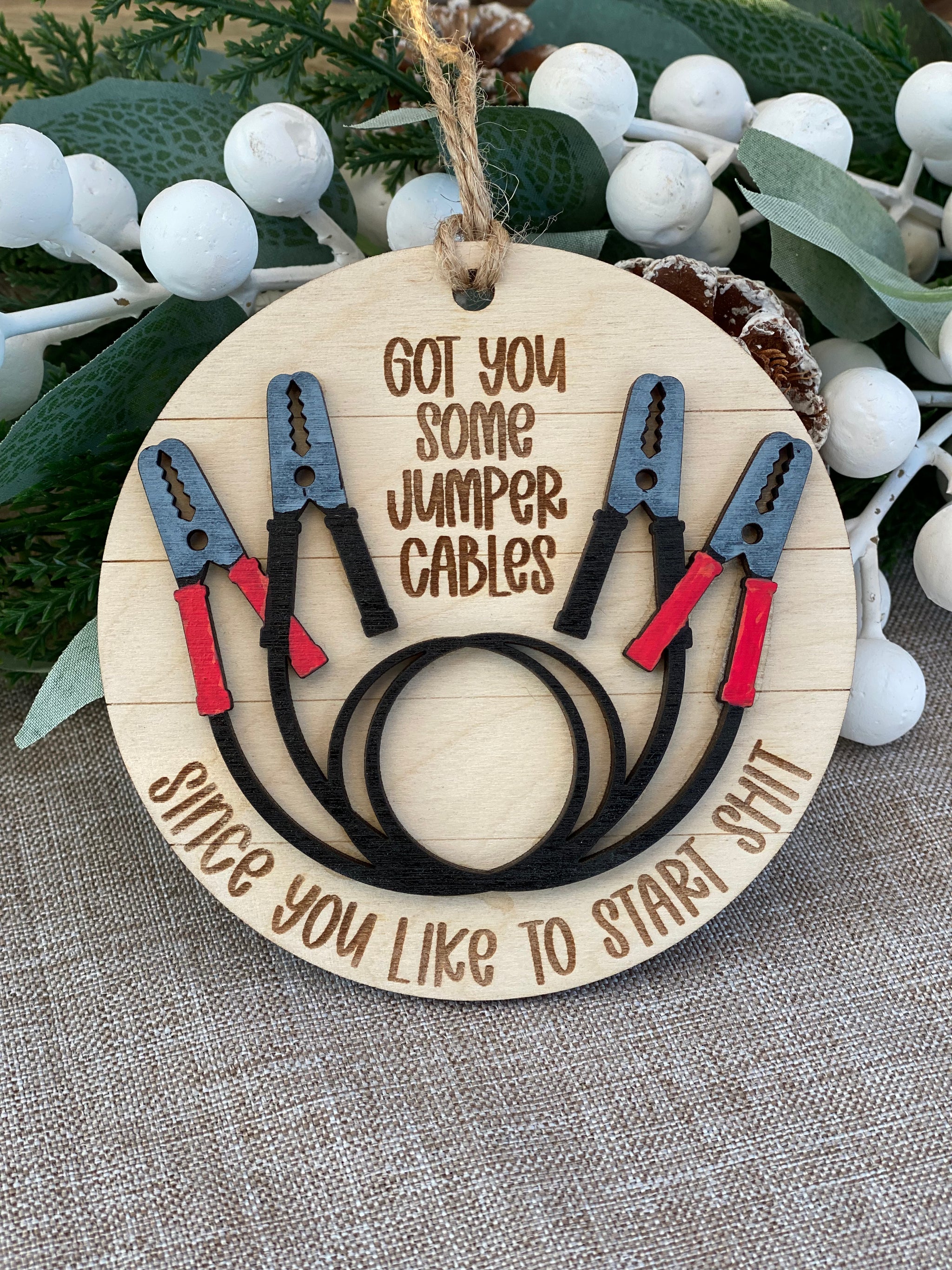 Jumper Cables Funny Christmas Ornament